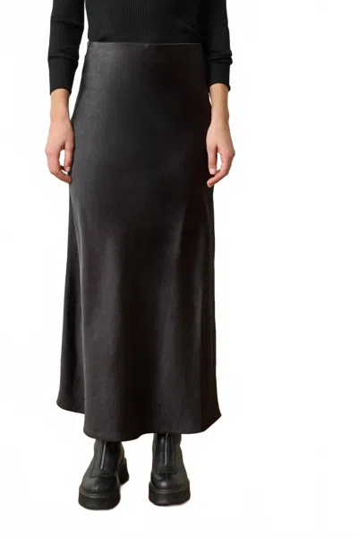 Lilla P Satin Bias Maxi Skirt In Black