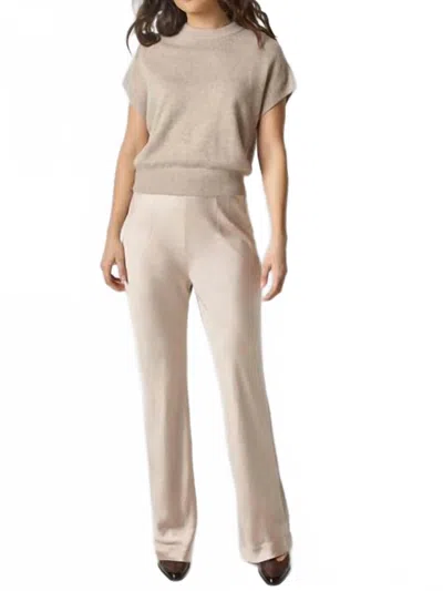 Lilla P Satin Clean Front Pant In Beige In Neutral