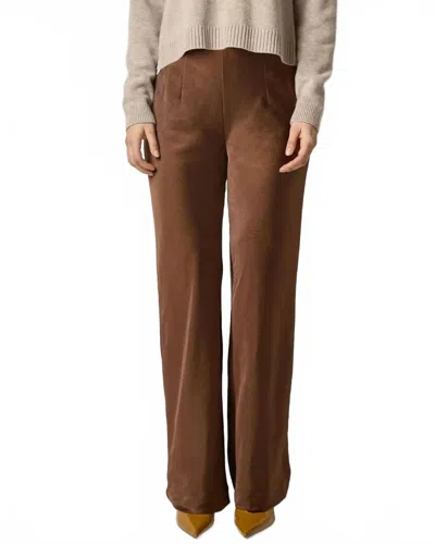 Lilla P Satin Clean Front Pant In Chocolate In Gold