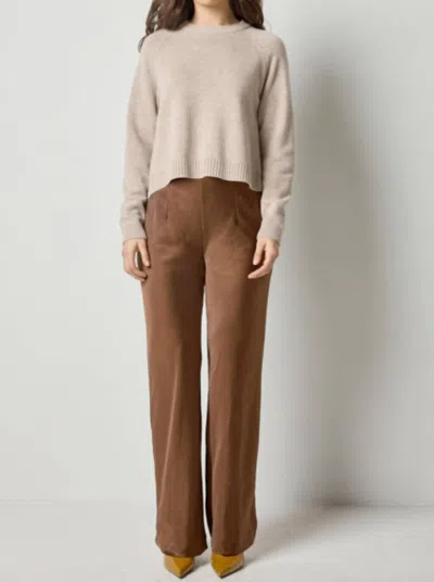 Lilla P Satin Clean Front Pants In Chocolate In Gold