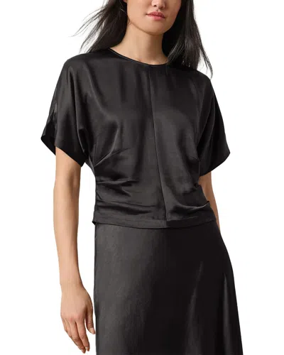 Lilla P Satin Dolman Short Sleeve Shirt In Black
