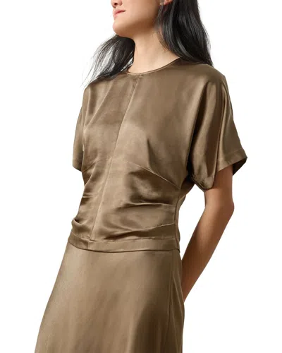 Lilla P Satin Dolman Short Sleeve Shirt In Green