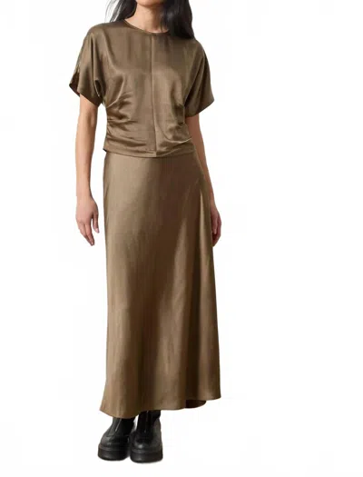 Lilla P Satin Dolman Short Sleeve Top In Parsley In Multi