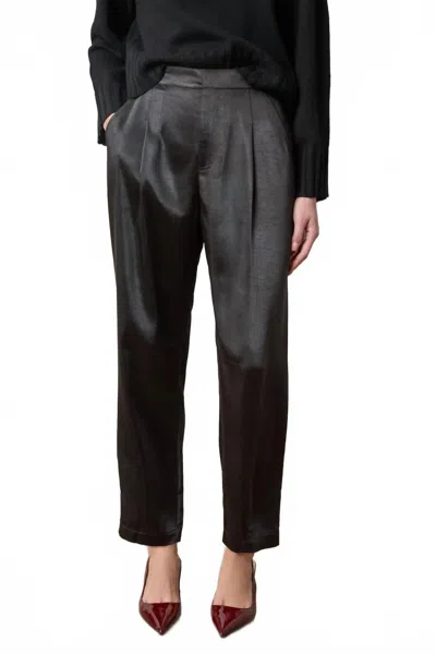 Lilla P Satin Fly Front Pant In Black