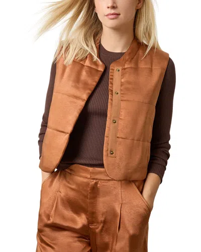 Lilla P Quilted Satin Vest In Copper In Multi
