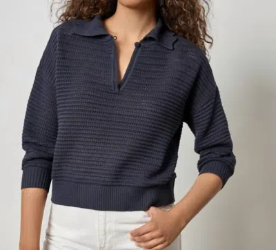 Lilla P Scalloped Collar Sweater In Navy In Blue
