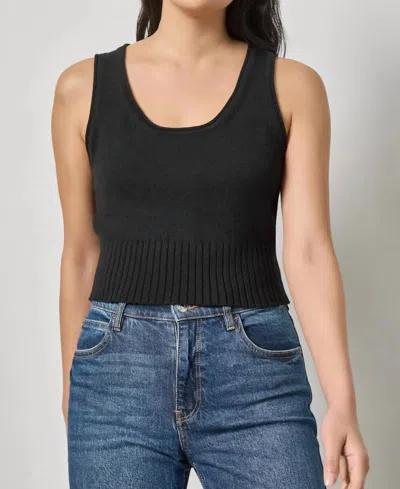 Lilla P Scoop Tank Sweater In Black