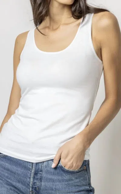 Lilla P Scoop Tank Top In White