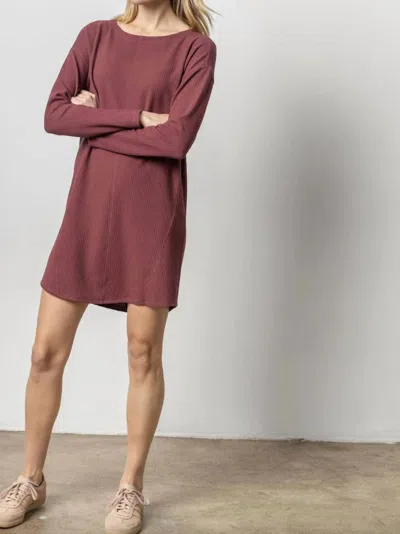 Lilla P Seamed Boatneck Dress In Port In Red