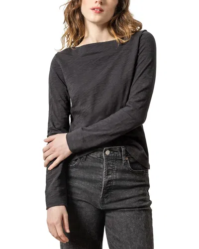 Lilla P Seamed Boatneck Top In Black