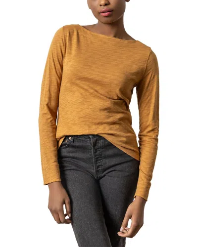 Lilla P Seamed Boatneck Top In Yellow