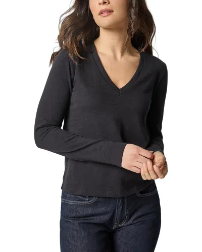 Lilla P Self Trim V-neck Top In Black
