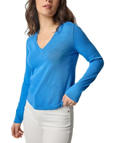 Lilla P Self Trim V-neck Top In Blue