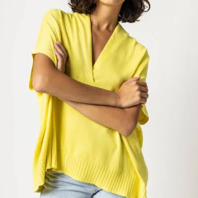 Lilla P Shawl Collar Poncho Sweater In Yellow