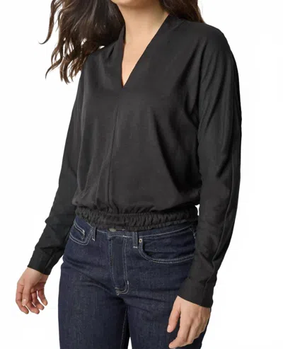 Lilla P Shawl Collar Wedge Top In Black