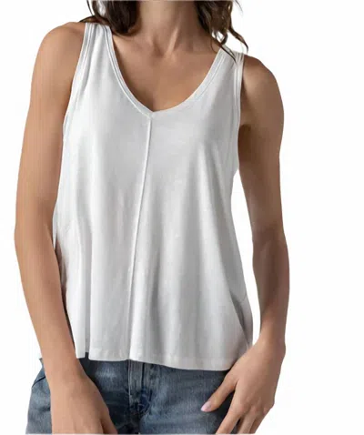 Lilla P Shirred Back V-necktank In White