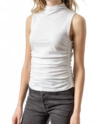 Lilla P Shirred Mock Neck Tank Top In White