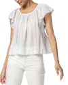 Lilla P Shirred Short Sleeve Raglan Top In Multi Stripe