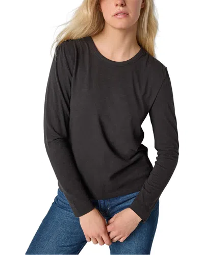 Lilla P Shirred Shoulder Crewneck Top In Black