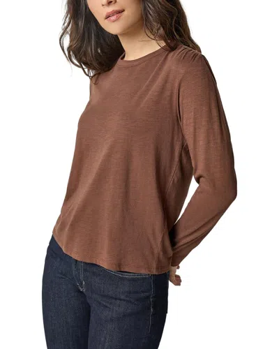 Lilla P Shirred Shoulder Crewneck Top In Brown