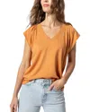 Lilla P Shirred Shoulder V-neck Top