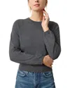 Lilla P Shirred Sleeve Crewneck Linen-blend Sweater In Gray