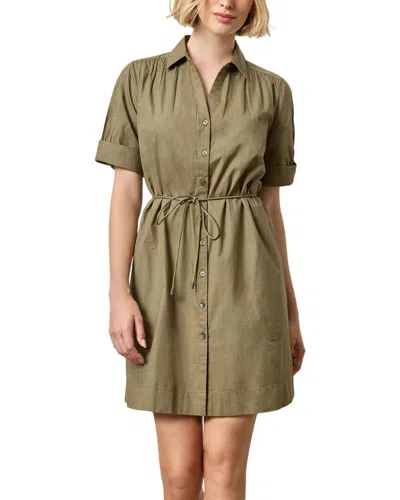 Lilla P Shirred Sleeve Shirtdress In Green