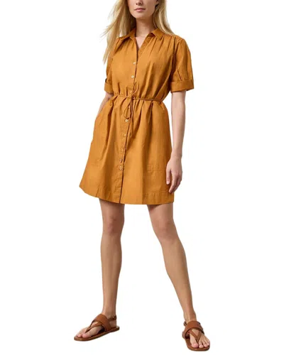 Lilla P Shirred Sleeve Shirtdress In Orange