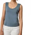Lilla P Shirred Strap Tank In Dusk In Blue