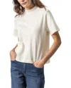Lilla P Button Shoulder Mock Neck Tee In Talc In White
