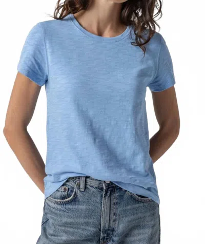 Lilla P Short Sleeve Back Seam Crewneck Tee In Malibu In Blue