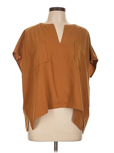 Pre-owned Lilla P Short Sleeve Blouse In Brown