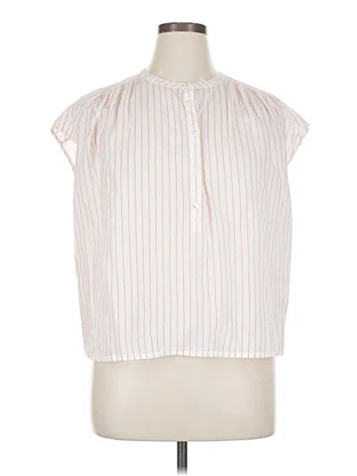 Pre-owned Lilla P Short Sleeve Blouse In White