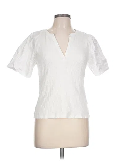Pre-owned Lilla P Short Sleeve Blouse In White