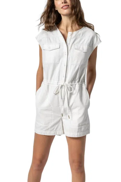 Lilla P Short Sleeve Canvas Romper In White
