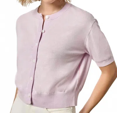 Lilla P Short Sleeve Cardigan In Wisteria In Purple