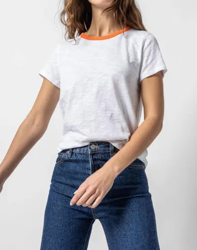 Lilla P Short Sleeve Colorblock Crewneck Shirt In Tangelo Trim In Multi