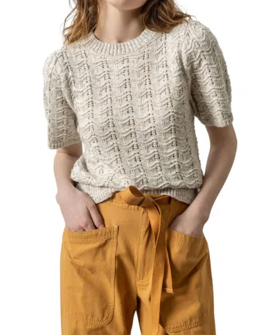 LILLA P SHORT SLEEVE CREWNECK SWEATER IN MIST MARI