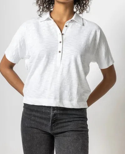 Lilla P Short Sleeve Dolman Polo Shirt In White
