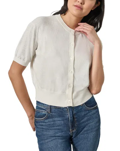 Lilla P Short Sleeve Linen-blend Cardigan In White