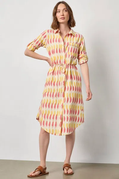 Lilla P Short Sleeve Shirt Dress In Taffy Ikat In Multi