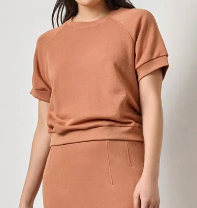 Lilla P Short Sleeve Terry Sweatshirt In Carao In Brown
