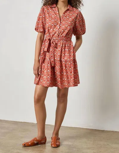 Lilla P Short Sleeve Tiered Peplum Dress In Chili Print In Pink