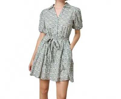 Lilla P Short Sleeve Tiered Peplum Dress In Seagrass In Green