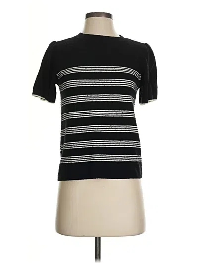 Pre-owned Lilla P Short Sleeve Top Black Mock Neckline Tops