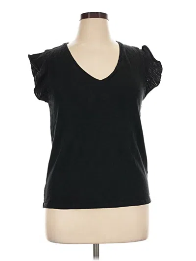 Pre-owned Lilla P Short Sleeve Top Black Sweetheart Neckline Tops