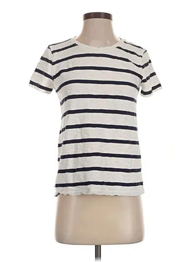 Pre-owned Lilla P Short Sleeve Top Ivory Crew Neck Tops