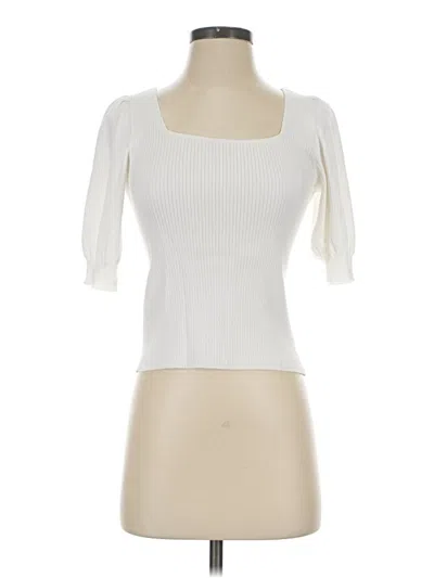 Pre-owned Lilla P Short Sleeve Top Ivory Square Neckline Tops