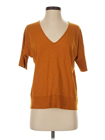 Pre-owned Lilla P Short Sleeve Top Orange V-neck Tops