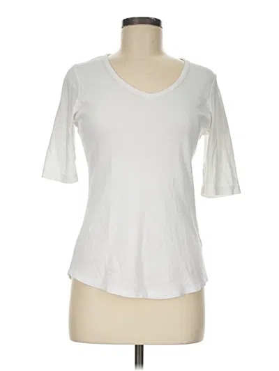 Pre-owned Lilla P Short Sleeve Top White Scoop Neck Tops